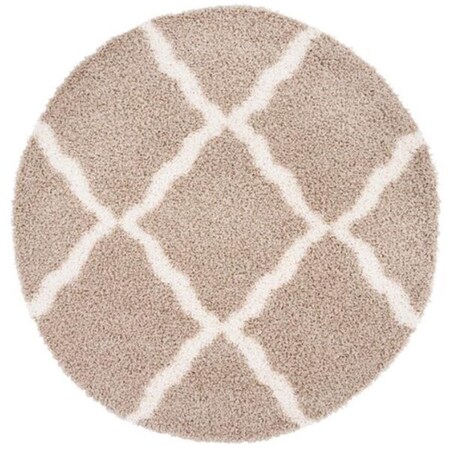 Safavieh 10 x 10 ft. SGD-Dallas Shag Power Loomed Round Rug; Beige & Ivory SGD257D-10R